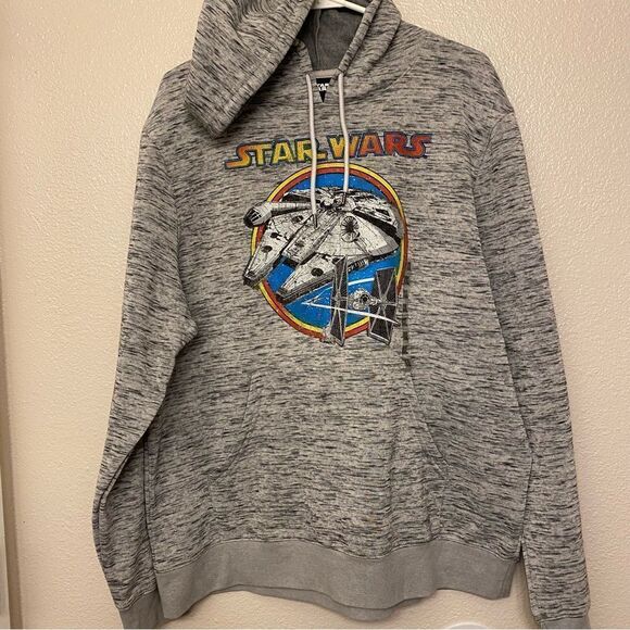 Star Wars Lucas Film gray unisex Millennium Falcon Hoodie retro plus size XXL - Picture 1 of 7